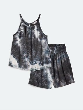 NWT Chenault Girls Tie-Dye Tank & Shorts Set in Blue and Cream